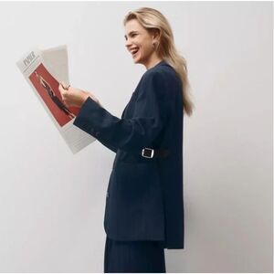 Maeve Avery belted pinstripe blazer MP NWT